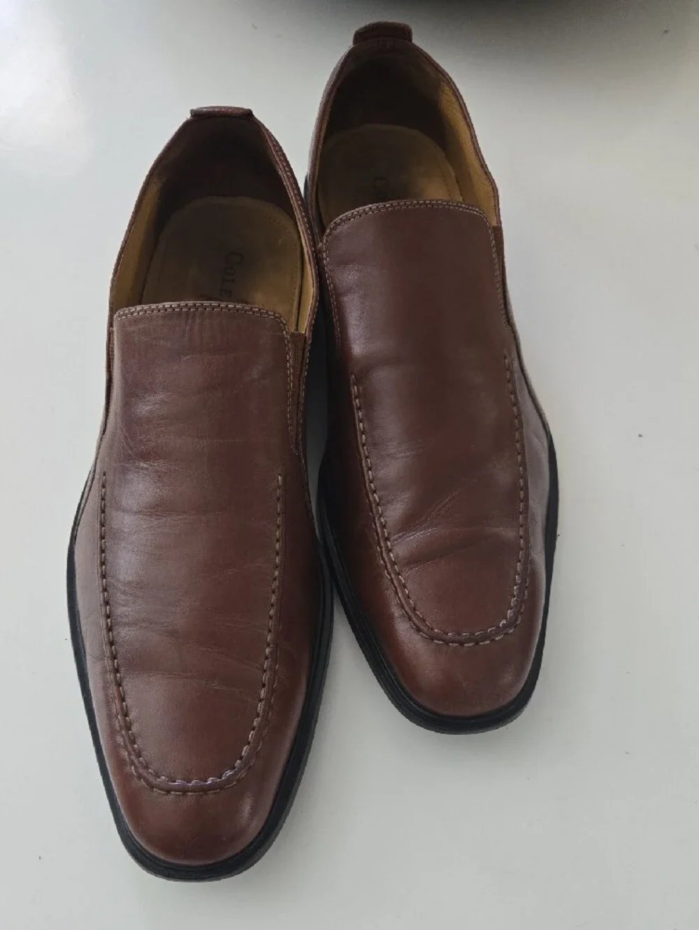 Cole Haan Brown Leather Moc Toe Slip-On Loafers